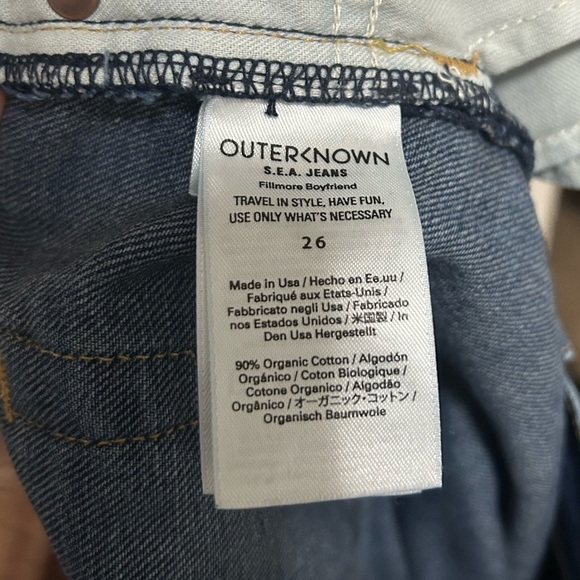 Outerknown fillmore boyfriend jeans button fly embroidered size 26 - Picture 3 of 7